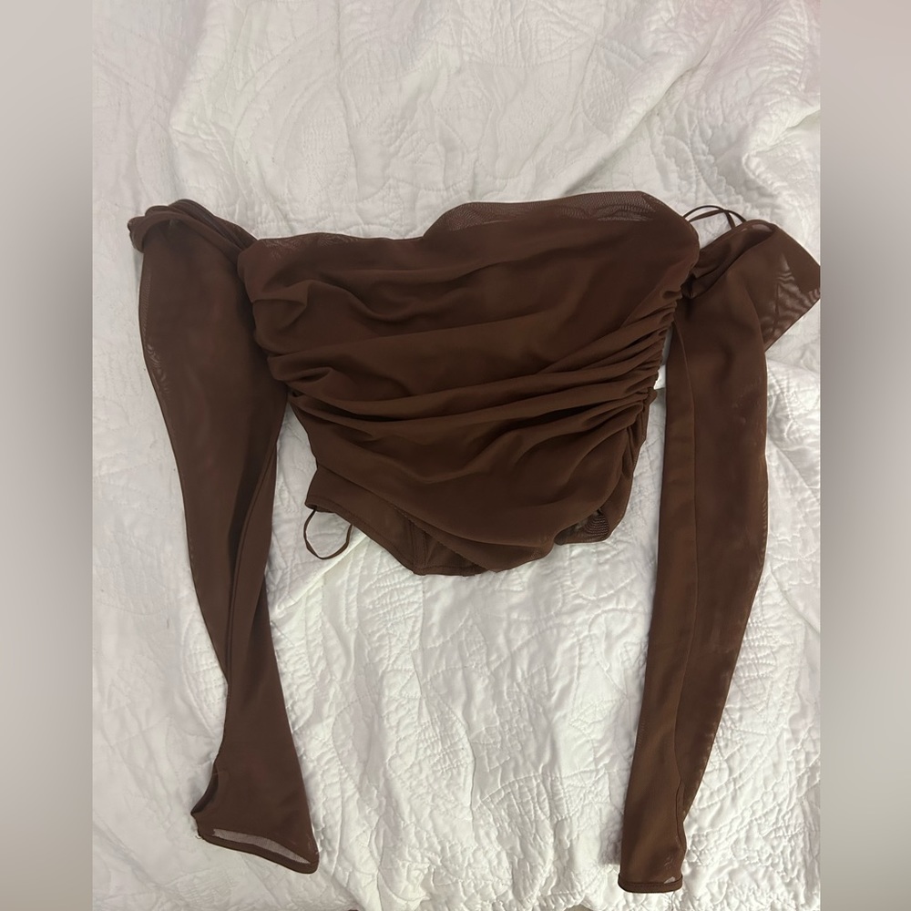 Zara corset long sleeve crop top